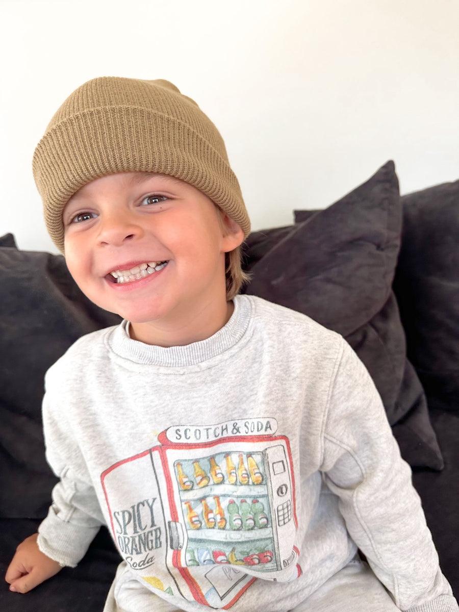 BRB Zwarte & Bruine Beanie voor Baby's en Kinderen (Gepersonaliseerd)