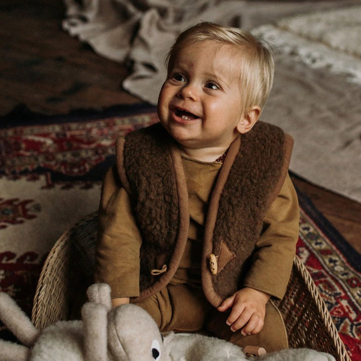 Alwero Babykleding Bodywarmer Bruin (Gepersonaliseerd)